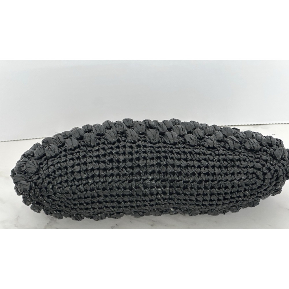 Clutch Women's Black Clutch Straw Kiss Lock Handbag - Picture 5 of 16
